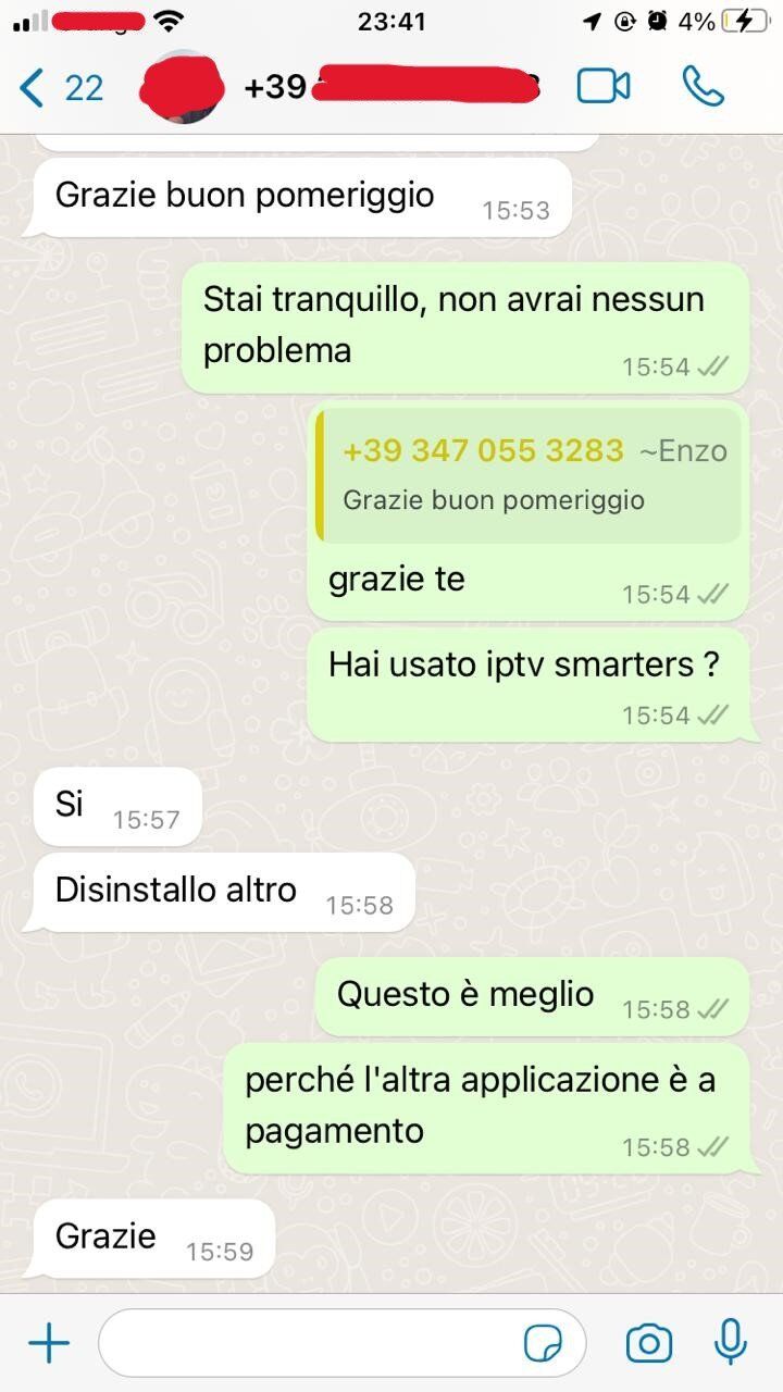 Nartiel8K IPTV customer testimonial - WhatsApp message from a satisfied UK subscriber